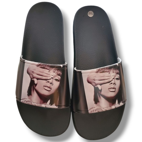 Cross Colours 90s Hip Hop Lisa Left Eye Lopes Legacy Black & White Slides NWT - Picture 1 of 9